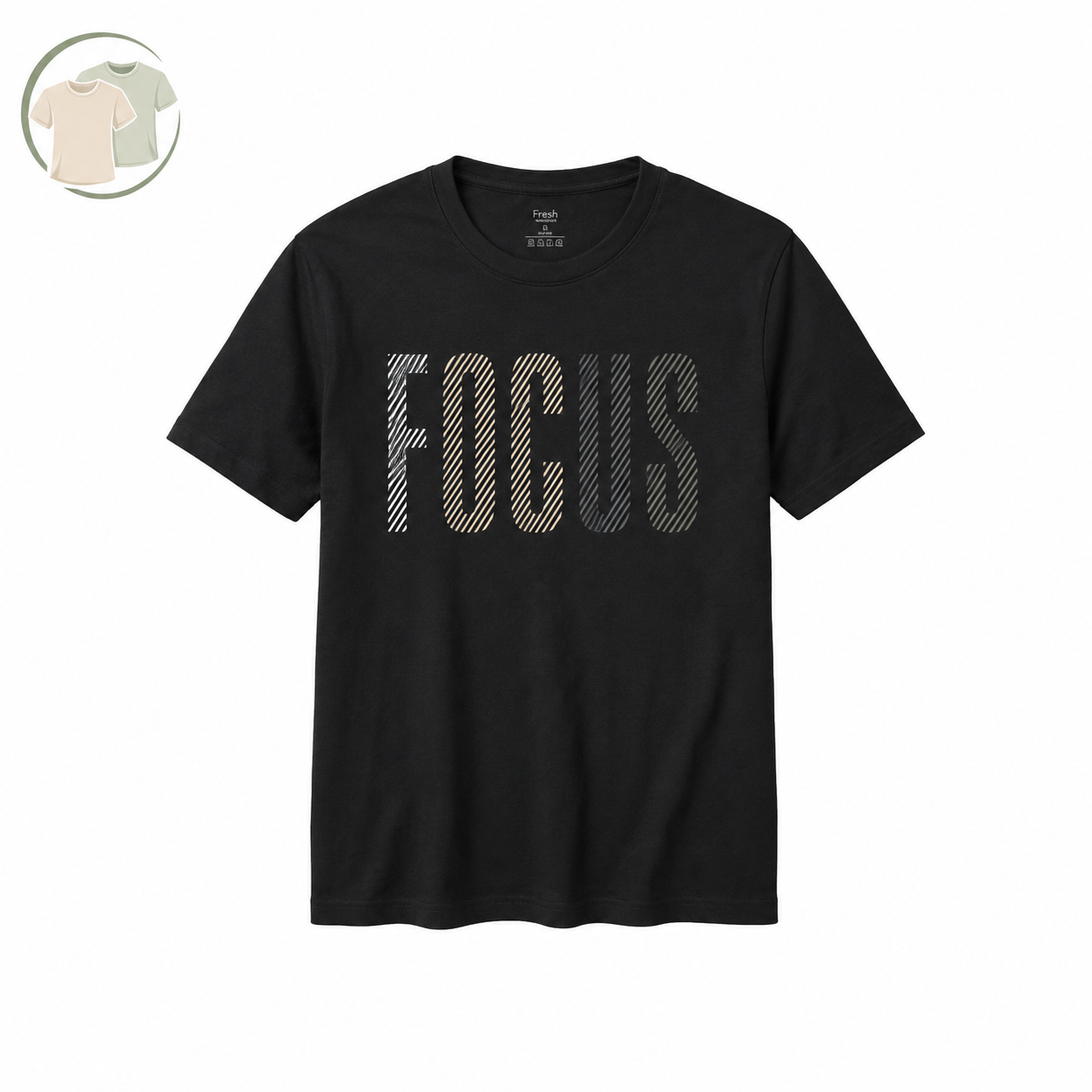 Black Focus Graphic Cotton Blend T-Shirt