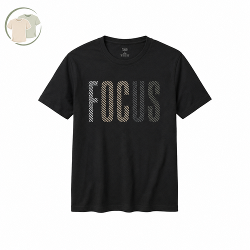 Black Focus Graphic Cotton Blend T-Shirt
