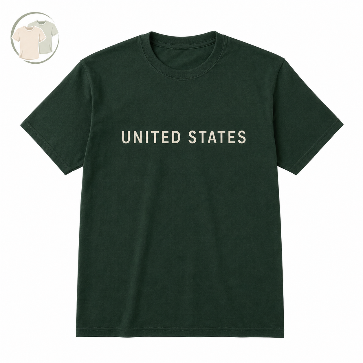 Dark Green United States Graphic Crew Neck T-Shirt