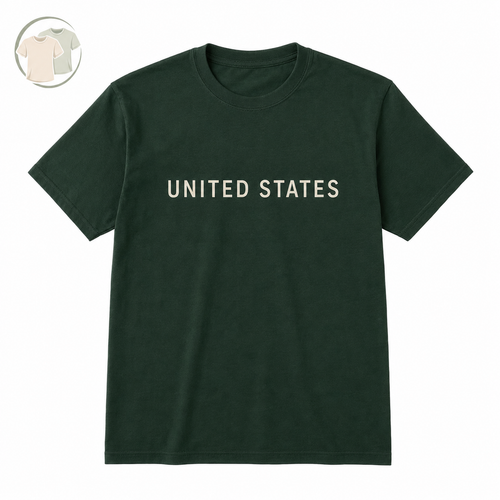 Dark Green United States Graphic Crew Neck T-Shirt