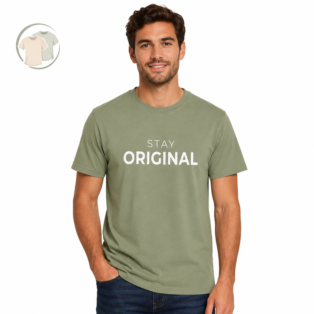 Sage Green Stay Original Cotton Blend T-Shirt