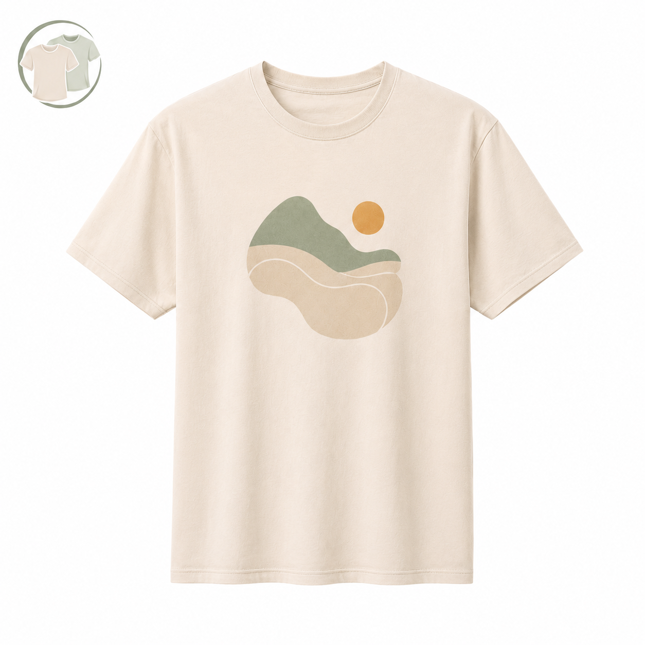 Beige Abstract Graphic Crew Neck T-Shirt